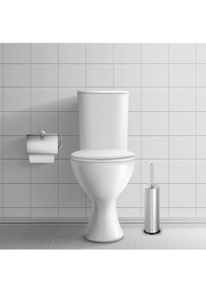 Gör Seç Paslanmaz Çelik 2 Adet Krom Wc Fırçası & Tuvalet Fırçası Banyo Fırçası