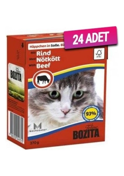 24 Adet - Bozita Cis Beef Biftekli Yetişkin Kedi Konservesi 370 gr