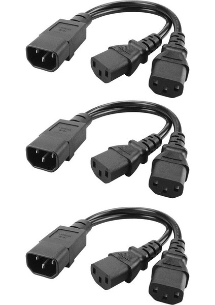 3 Parçalı Kablo IEC320 C14 Ila 2C13 Erkek-Kadın Pdu Ups Sunucusu (Yurt Dışından)