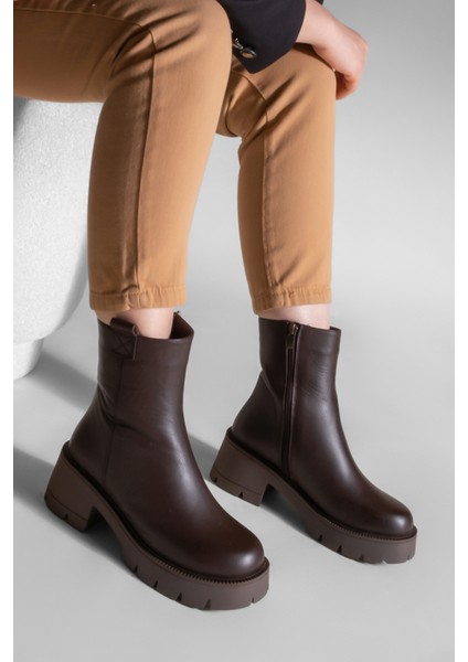 Kadın Hakiki Deri Günlük Bot Kalın Tırtıklı Taban Fesko fiyatları