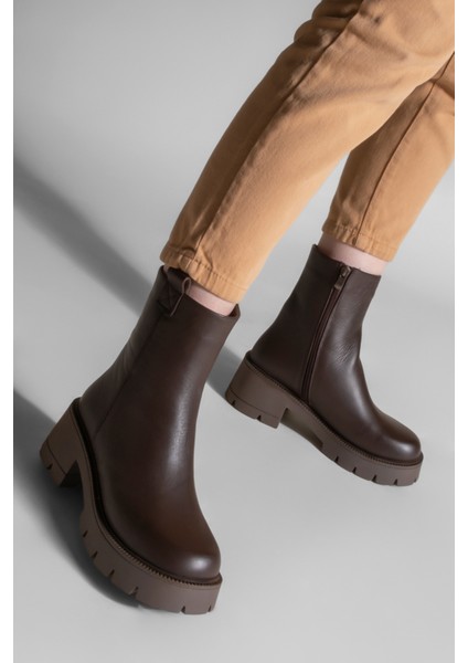 Kadın Hakiki Deri Günlük Bot Kalın Tırtıklı Taban Fesko fırsatları
