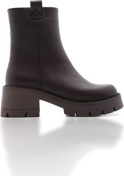 Kadın Hakiki Deri Günlük Bot Kalın Tırtıklı Taban Fesko