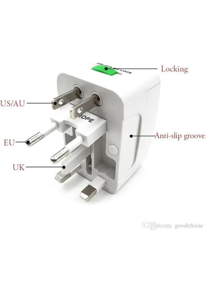 Evrensel Priz-Fiş Çevirici Seyahat Adaptörü 2 USB - Universal Travel Adapter Üniversal Usb'li fiyatları