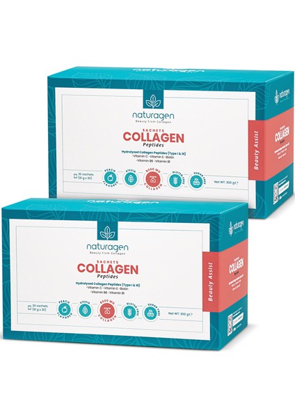 Collagen Şeftali Aromalı 2 Kutu Beauty Assist 60 Saşe
