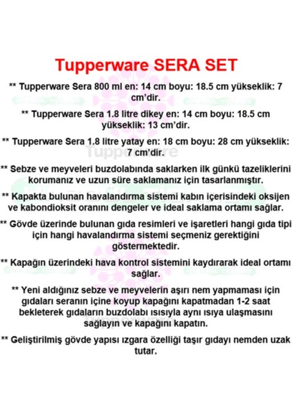 Sera Set 3'lü Sebze ve Meyve Saklama Kabı Hsgl ( 800-2X1.8 )