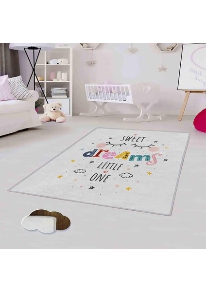Dekoratif Kaymaz Taban Ince Leke Tutmaz Yıkanabilir Modern Eğlenceli Çocuk Halısı