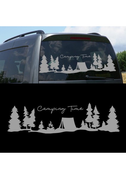Kamp Zamanı, Camping Time Orman Manzara Karavan Sticker, Kamp STICKER-S1755