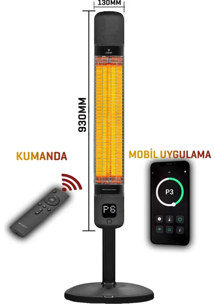 Elektrikli Isıtıcı Smart-Fr Jetblack Akıllı Karbon Infrared Su Geçirmez IP55 2500W