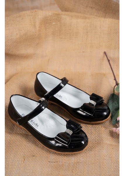 Fiyonklu Siyah Kız Çocuk Babet modelleri