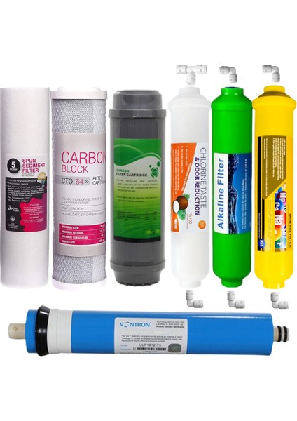 Su Arıtma Filtre Seti 7 Li Çift Karbon Vontron Mineral Alkali