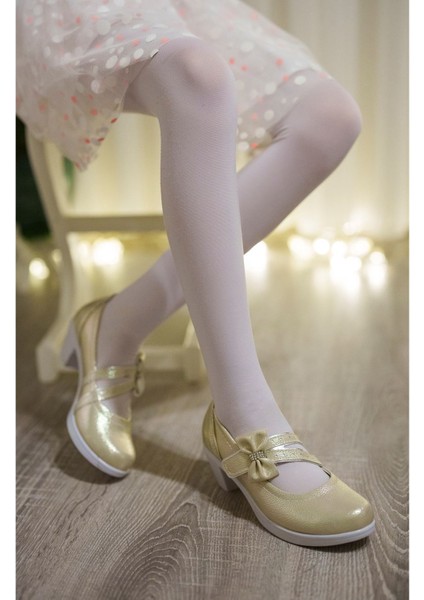 Topuklu Çatal Baretli Altın Kız Çocuk Ayakkabı fiyatları