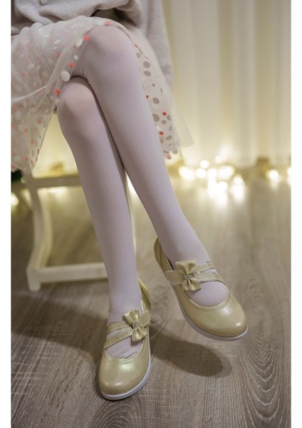 Topuklu Çatal Baretli Altın Kız Çocuk Ayakkabı modelleri