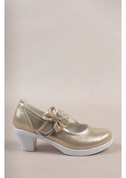 Topuklu Çatal Baretli Altın Kız Çocuk Ayakkabı fırsatları