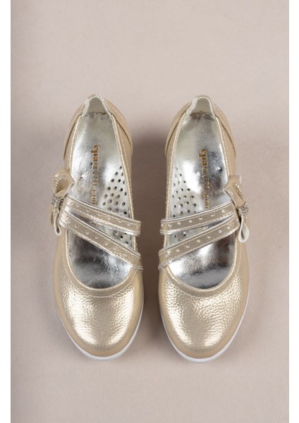 Topuklu Çatal Baretli Altın Kız Çocuk Ayakkabı indirimleri