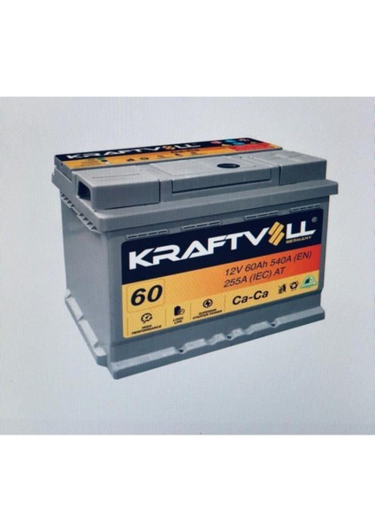 12V 60 Ah L2 Uyumlu Kraftvoll 12V 60AH