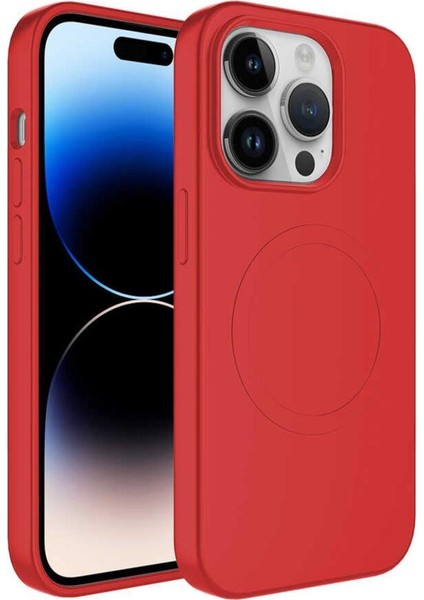 Apple iPhone 13 Pro Max Kılıf Magsafe Wireless Şarj Özellikli Pastel Renk Silikon Mat Kapak
