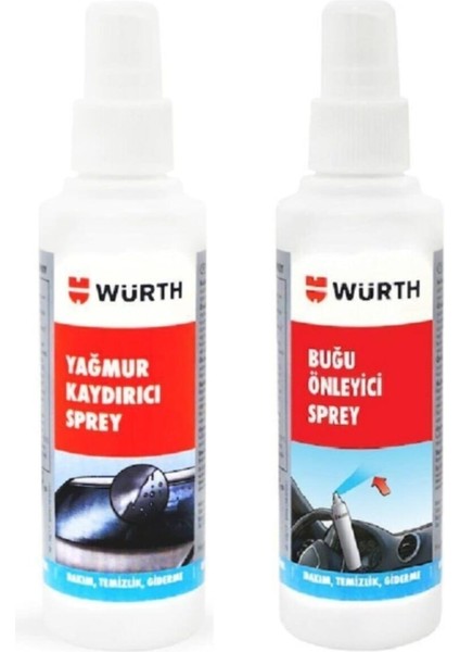 Buğu Giderici 150 ml ve Yağmur Kaydırıcı 150 Sprey Set Würth Buğu &yağmur Kaydırıcı