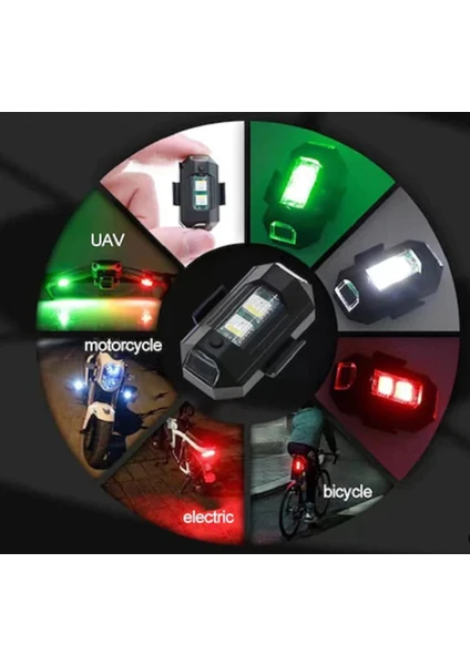 EC Shop Trendlıfeoto 2 Adet Mini Çakar Rgb Drone Bisiklet Uçak Motosiklet Otomotiv LED Çakar Lamba