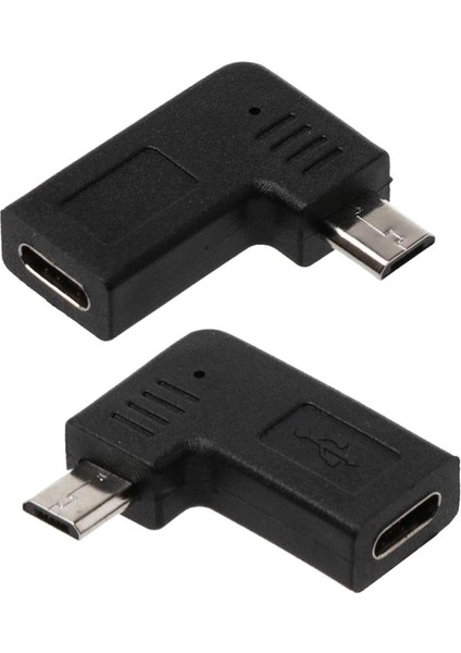 90 Derece Mikro USB Erkek To Tip C Kadın Sağ Açısı Erkek USB Adaptörü Sağ (Yurt Dışından)