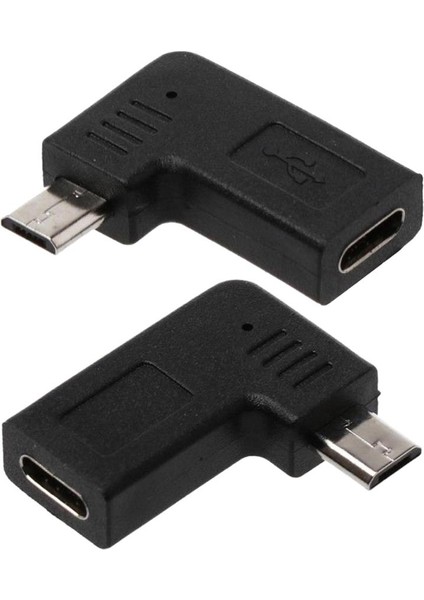90 Derece Mikro USB Erkek To Tip C Kadın Sağ Açısı Erkek USB Adaptörü Sağ (Yurt Dışından)