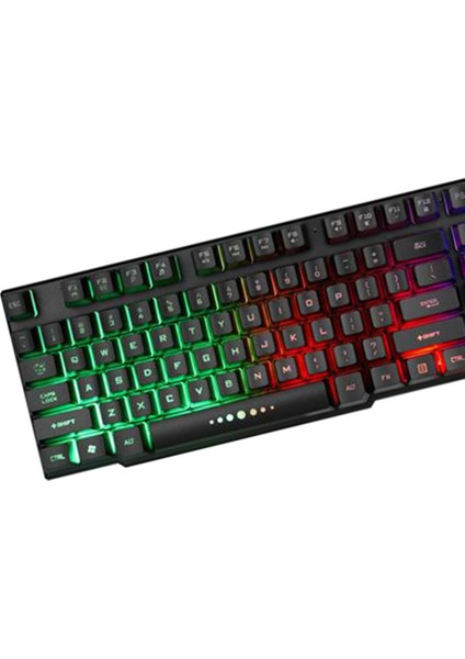 Kablolu Oyun Gökkuşağı Rgb Için Mekanik Klavye ve Siyah 2 Set Için Fare Kombinasyonu (Yurt Dışından)