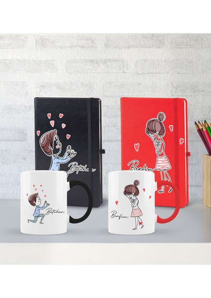 Kişiye Özel Sevgili Temalı 2’li Defter Kupa Hediye Seti, Sevgiliye Hediye, Sevgililer Günü Hediyesi-9