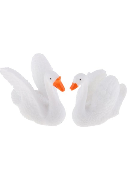 2 Pcs Minyatür Dollhouse Reçine Mini Swan Peri Bahçesi Terrarium Dekor Bonsai (Yurt Dışından)
