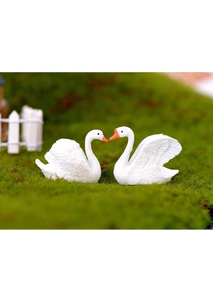2 Pcs Minyatür Dollhouse Reçine Mini Swan Peri Bahçesi Terrarium Dekor Bonsai (Yurt Dışından) modelleri