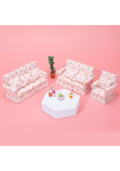 Dollhouse Sofa Dollhouse Minyatür Aksesuarlar Dollhouse Mobilya Minyatür Üç Koltuk (Yurt Dışından)