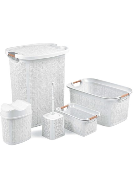 Tuffex Woow Serisi 5 Parça Banyo Seti - Kirli Sepeti ve Çamaşır Sepeti Setleri