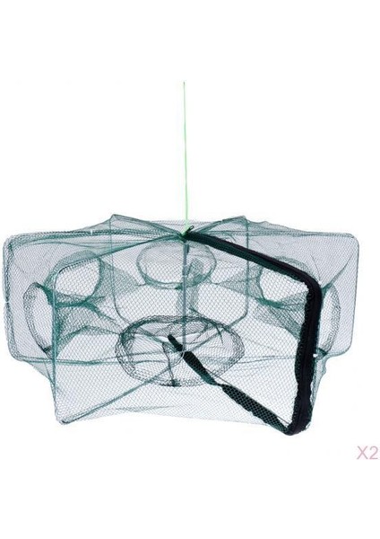 2 Katlanabilir Döküm Dip Kafesi Balık Karides Delikleri (Yurt Dışından)