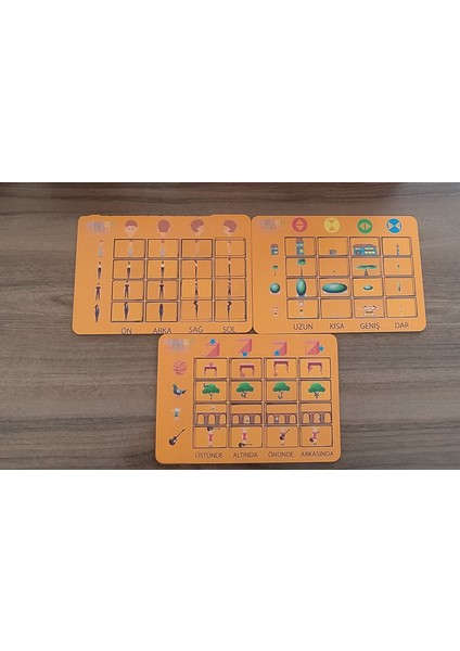 Apiko Shop Turuncu Renk 3 Lü Ahşap Puzzle Bultak Kavramlar Seti