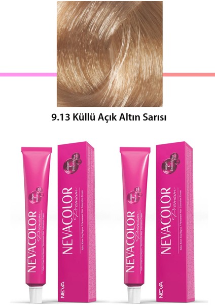 2 Li Set Premium 9.13 Küllü Açık Altın Sarısı - Kalıcı Krem Saç Boyası 2 x 50 G Tüp