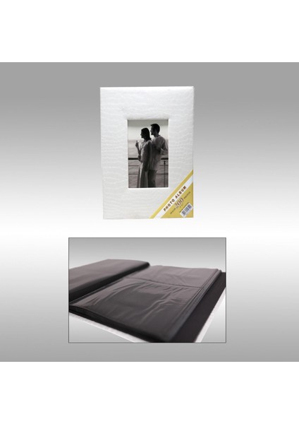 13x18 cm 200'lük Deri Fotoğraf Albümü Beyaz