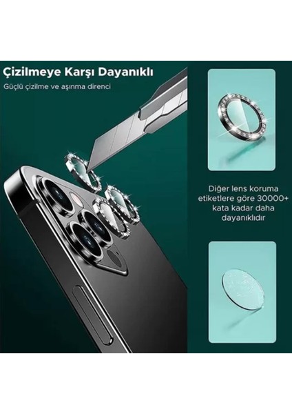 IPHONE 14/14 Plus Taşlı Deniz Mavisi Kamera Koruyucu