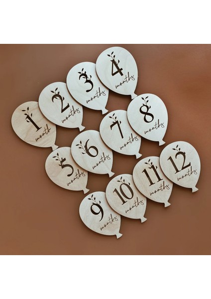 Ahşap Balon Aylık Anı-Hatıra Kartları, Yeni Doğan Bebek Hediyesi, Fotoğraf Çekimi Dekor Kartları fiyatları