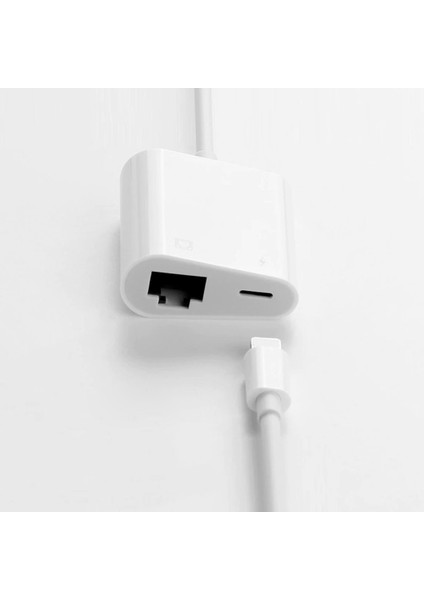 Iphone Ipad Ile Uyumlu 2in1 Lightning To Ethernet Dönüştürücü Adaptör (Beyaz)