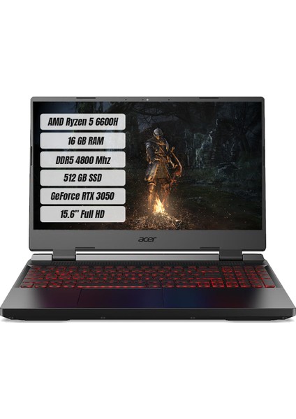 Nitro 5 AN515-46 Amd Ryzen 5 6600H 16 GB 512 GB SSD Rtx 3050 Freedos 15.6" Fhd 144 Hz Taşınabilir Bilgisayar NH.QGXEY.001-16