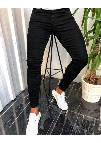 Erkek Siyah Denım Slimfit Likralı Jean Kot pantolon