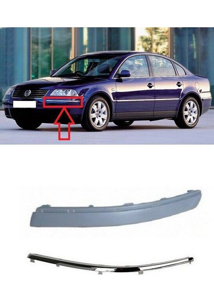 Volkswagen Passat B5.5 2001 - 2005 Ön Tampon Bandı Nikelajlı Sol Şoför Tarafı - 3B0807717D