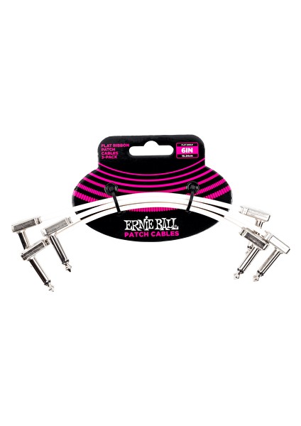 ERNIEBALL P06385 - 6" (15.24 cm) Beyaz Düz Şerit Patch Kablosu (3'lü Paket)