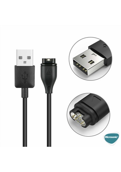 Garmin Vivoactive 3 Manyetik USB Şarj Kablosu Siyah
