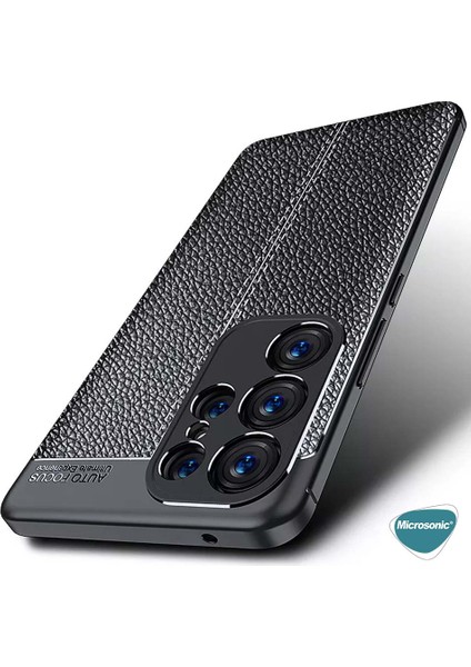 Samsung Galaxy S23 Ultra Kılıf Deri Dokulu Silikon Siyah