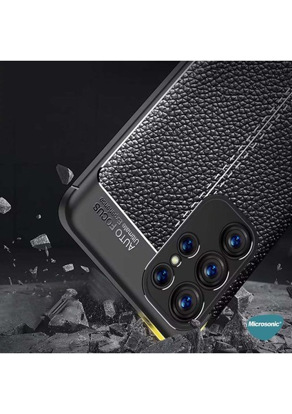Samsung Galaxy S23 Ultra Kılıf Deri Dokulu Silikon Siyah
