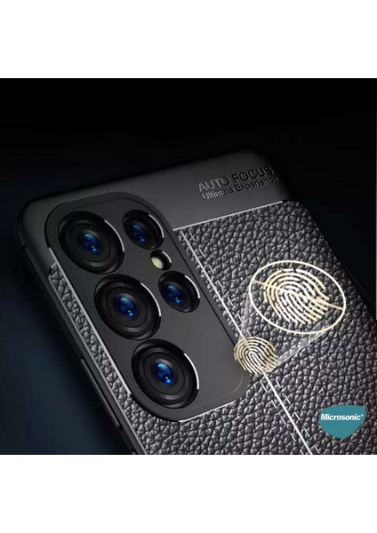 Samsung Galaxy S23 Ultra Kılıf Deri Dokulu Silikon Siyah