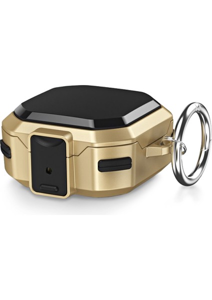 Samsung Galaxy Buds 2 Kılıf Darbeye Dayanıklı Sert Koruyucu + Askılık Gold