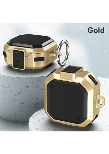 Samsung Galaxy Buds 2 Kılıf Darbeye Dayanıklı Sert Koruyucu + Askılık Gold fiyatları