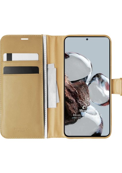 Xiaomi Mi 12T Pro Kılıf Delux Leather Wallet Gold