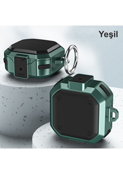 Samsung Galaxy Buds Live Kılıf Darbeye Dayanıklı Sert Koruyucu + Askılık Yeşil fiyatları