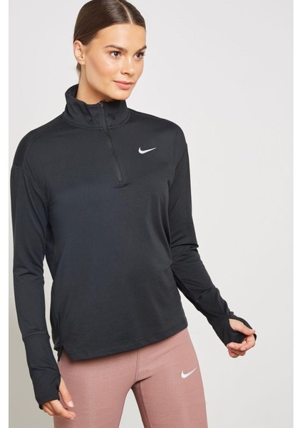 Dri-Fit Element Running Siyah Çeyrek Fermuar Kadın Koşu Üstü